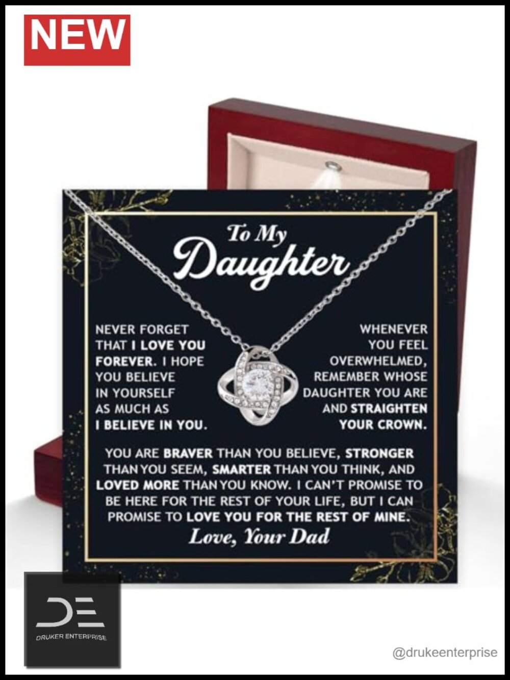 Love Knot Pendant Necklace 14k White Gold Over Stainless Steel Gift for Daughter